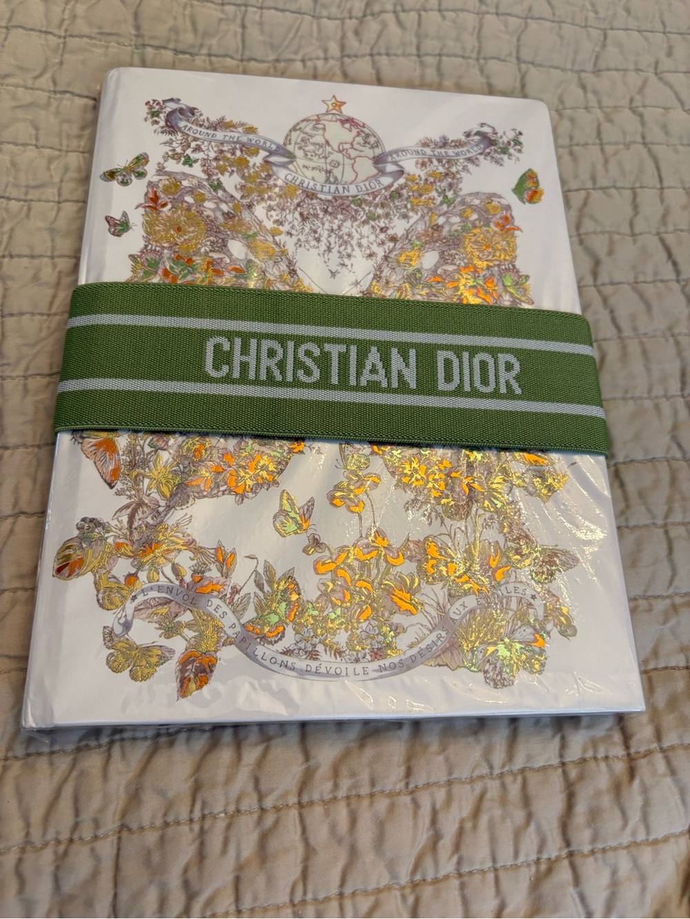 Christian Dior diary journal Floral gold foil Notebook  Green head Band new gwp